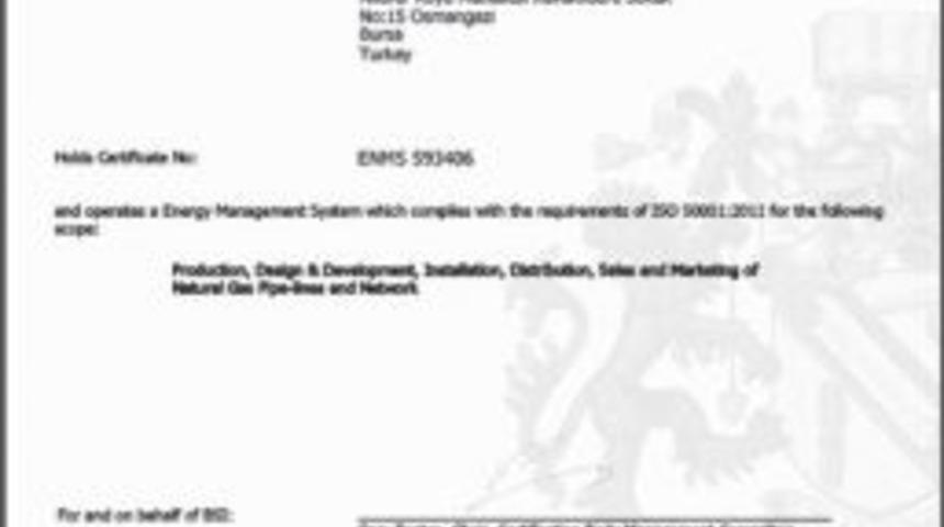 Bursagaz ISO 50001 Sertifikası Aldı