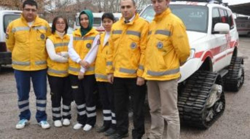 Aksaray'da Kar Paletli Ambulans Hazır
