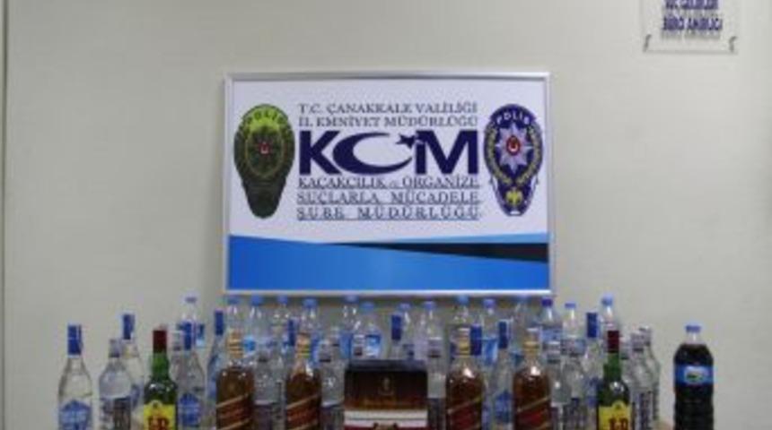 &Ccedil;anakkale'de 50 Şişe Sahte I&ccedil;ki Ele Ge&ccedil;irildi