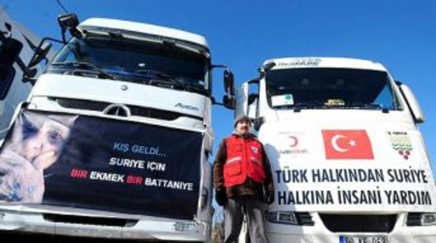 Suriye I&ccedil;in Toplanan 79 TIR Dolusu Yardım Malzemesi Yola &Ccedil;ıktı