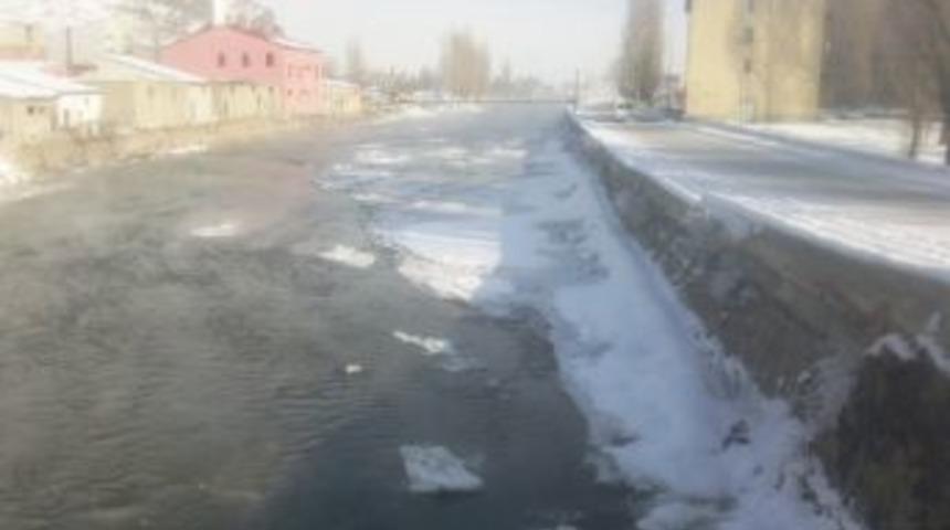 Pasinler&rsquo;de Kale &Ccedil;ayı Buz Tuttu