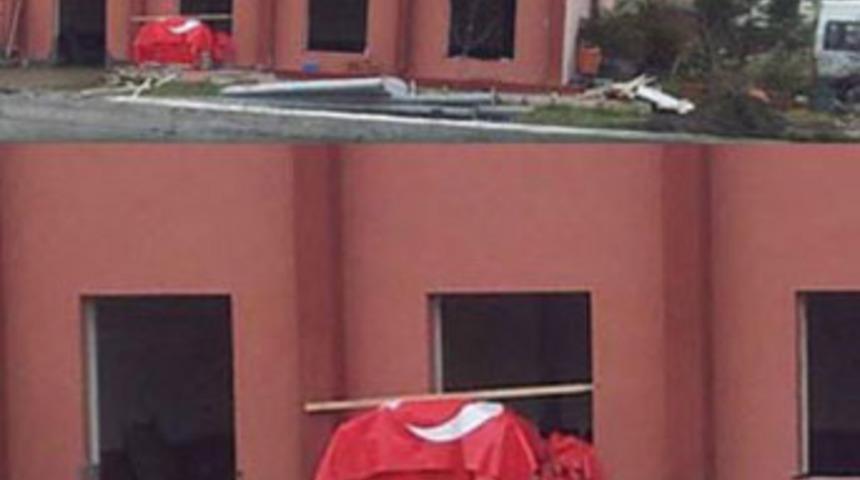 &Ccedil;imento ıslanmasın diye &uuml;zerine bayrak &ouml;rtt&uuml;ler