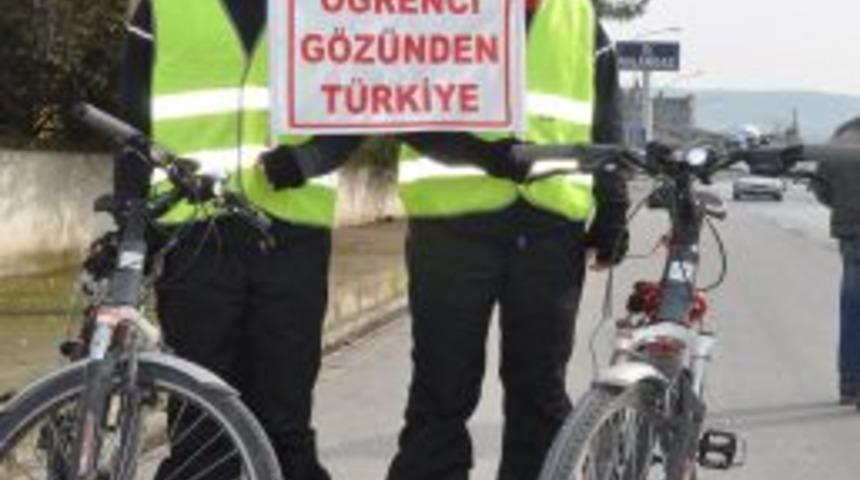 Bisikletle T&uuml;rkiye Turuna &Ccedil;ıkan Baba Oğul İzmir'de