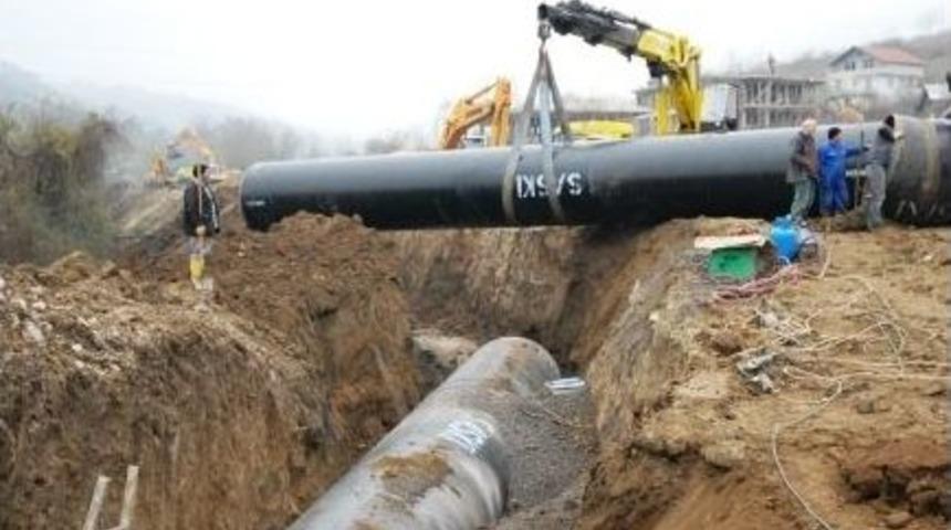 Sapanca G&ouml;l&uuml;nden Sakarya&rsquo;ya İ&ccedil;me Suyu Transferi Ger&ccedil;ekleştirecek Olan &Ccedil;elik Hattın 4 Kilometresi Bitti