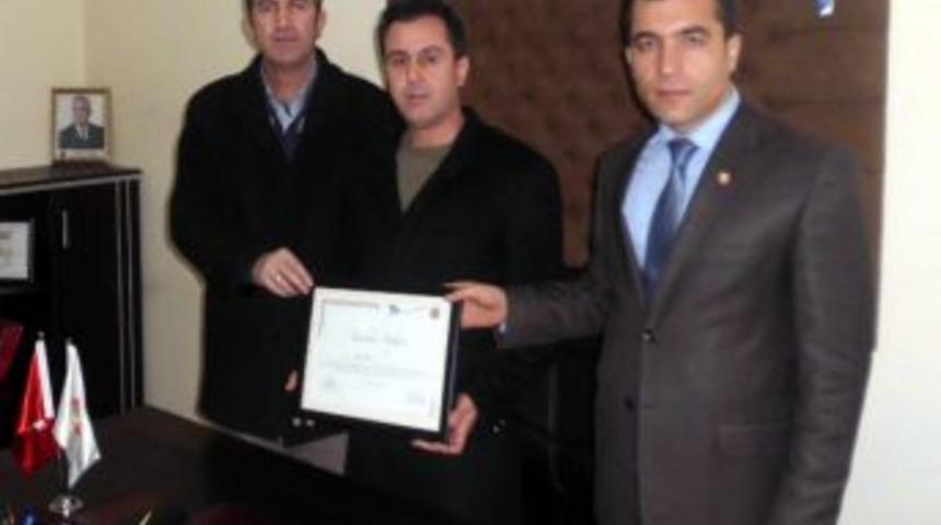 Thk Adıyaman Şubesi'ne Teşekk&uuml;r Belgesi