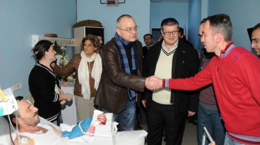 İş Kazası Ge&ccedil;iren İş&ccedil;iye Başkan Erg&uuml;n&rsquo;den Ziyaret