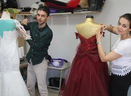 Gelinlik üreticileri, düğün sezonunda aralıksız çalışıyor