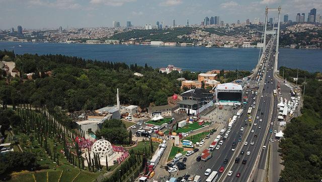 15 Temmuz Şehitler Köprüsü'nde anma hazırlıkları havadan fotoğraflandı