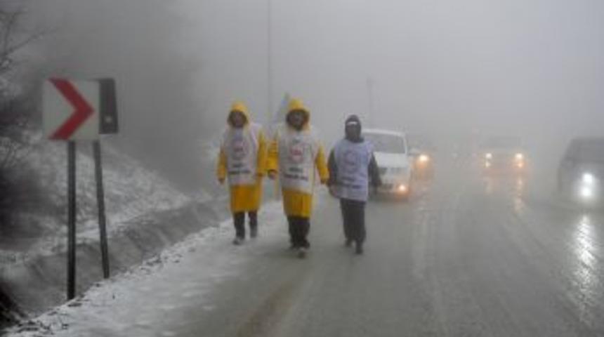 Yusuf Yazgan&rsquo;ın Ankara Y&uuml;r&uuml;y&uuml;ş&uuml; Kar Altında Devam Ediyor