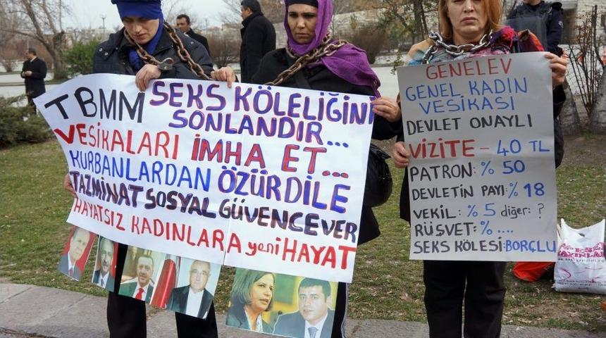 TBMM Girişinde 'seks K&ouml;leliği' Eylemi