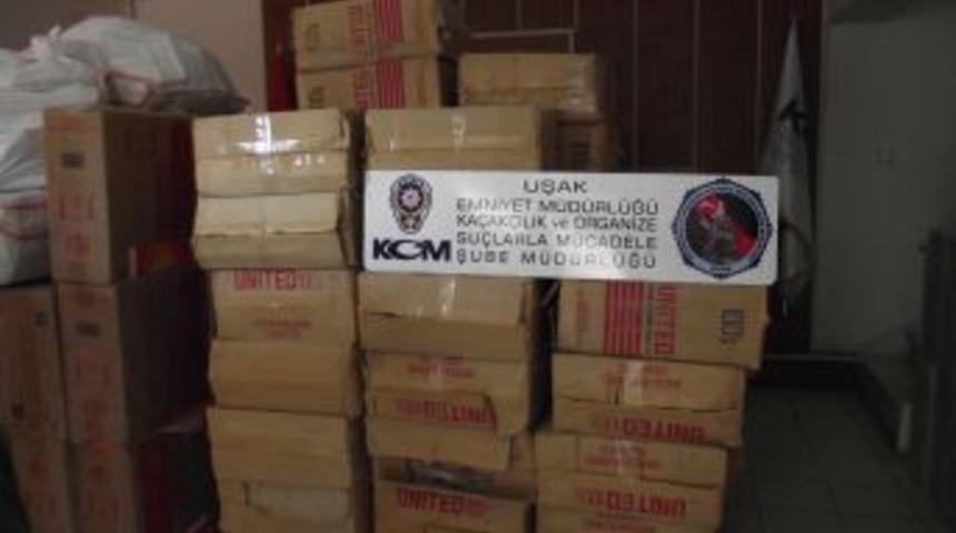 Uşak'ta Yaklaşık 150 Bin Paket Ka&ccedil;ak Sigara Ele Ge&ccedil;irildi