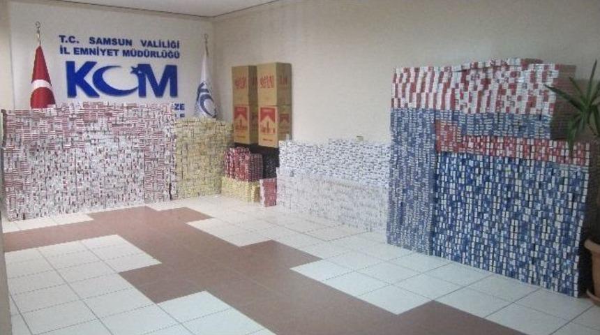 Samsun'da 24 Bin 606 Paket Ka&ccedil;ak Sigara Ele Ge&ccedil;ti