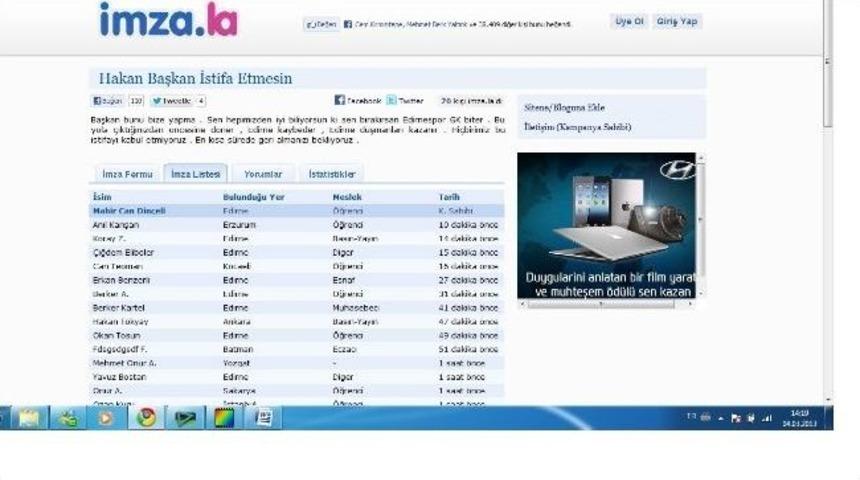 Taraftarlar Hakan Sedef&ccedil;i&rsquo;yi İstifasından Geri D&ouml;nd&uuml;rmek İ&ccedil;in Sanal İmza Kampanyası Başlattı