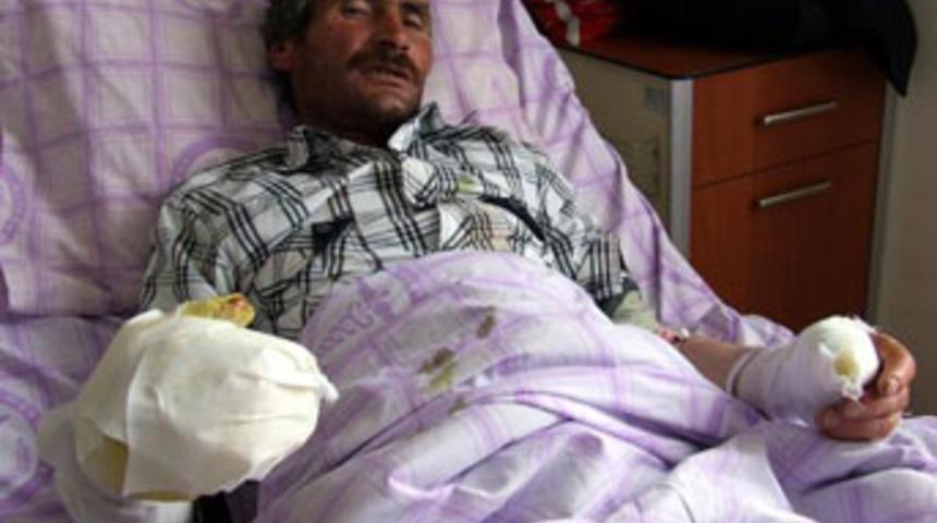 Kurdun boğazını sıkıp kulağını ısırdı