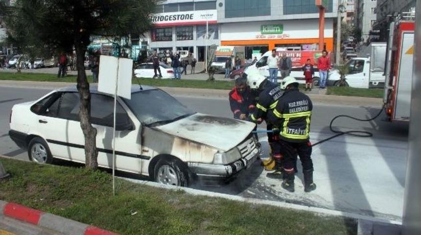 Kdz. Ereğli'de Park Halindeki Otomobil Yandı