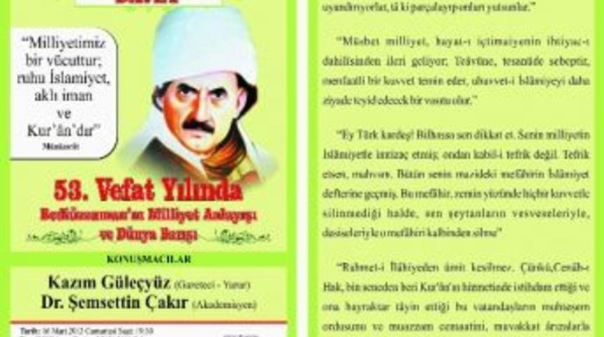 Kayseri&rsquo;de Bedi&uuml;zzaman Said Nursi Konuşulacak