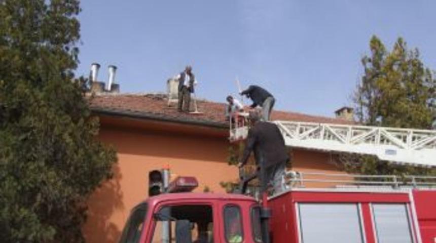 R&uuml;zgarın Yıktığı Leylek Yuvası Yeniden Yapıldı