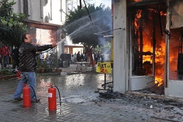 Alanya da İş Yeri Yangını 1