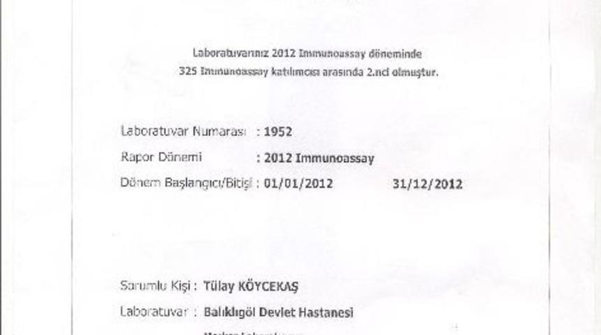 Balıklıg&ouml;l Devlet Hastanesi Laboratuvar Kontrol&uuml;nde 2. Oldu