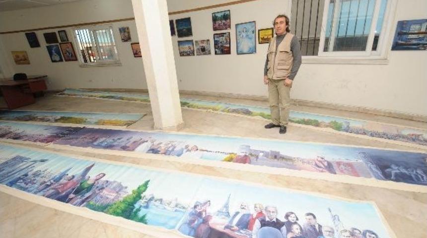70 Metrelik Tuvale 'insanlık Tarihi'ni İşledi