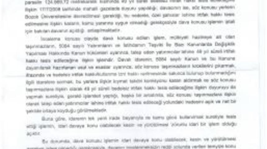 Danıştay Yerk&ouml;y'deki Hazine Arazisinin Satışını Durdurdu