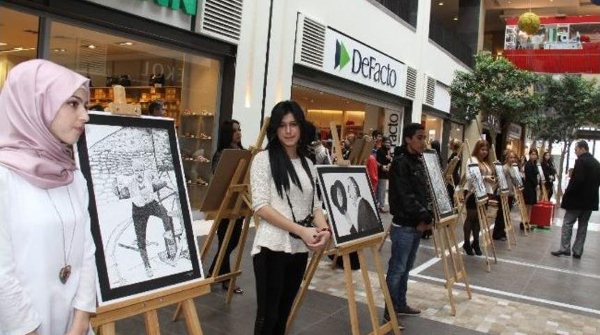 Hacı Bektaş Veli Myo &Ouml;ğrencilerinden ''metrekareye 10 Bin Nokta D&uuml;şt&uuml;'' Resim Sergisi