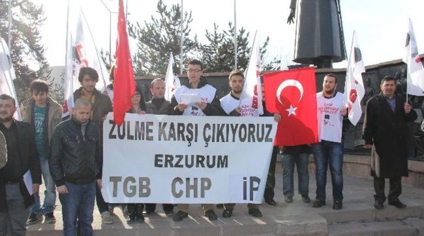 Erzurum&rsquo;da &ldquo;ergenekon M&uuml;talaasına&rdquo; Protesto