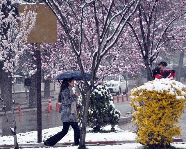 Bolu’da Kar Yağışı Kent Merkezini Beyaza Bürüdü