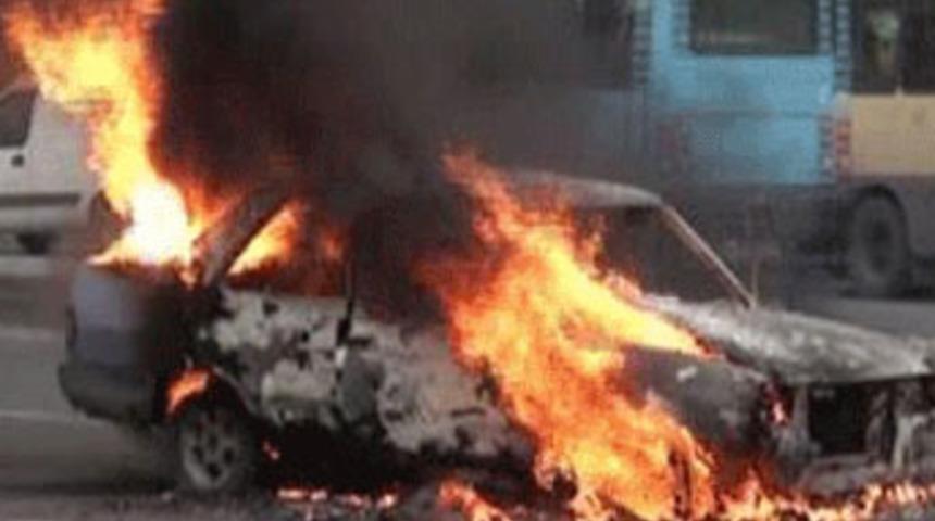 LPG'li otomobil alev alev yandı