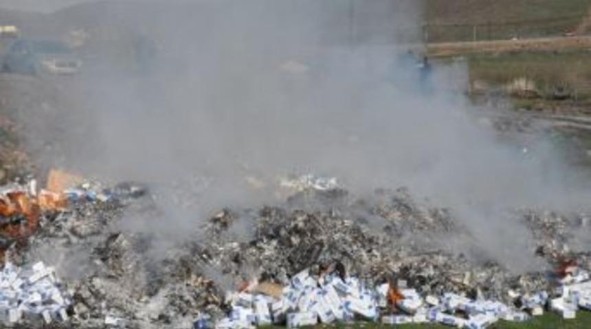 Bing&ouml;l'de 835 Bin Paket Ka&ccedil;ak Sigara Imha Edildi