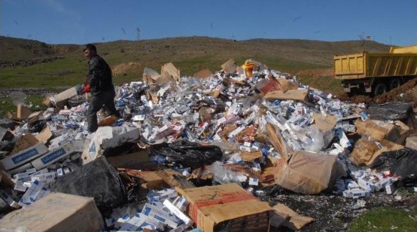Bing&ouml;l&rsquo;de 835 Bin Paket Ka&ccedil;ak Sigara İmha Edildi