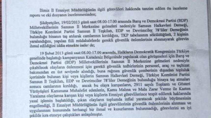 Valilik, Samsun Olayları Ile Ilgili Soruşturma Izni Vermedi