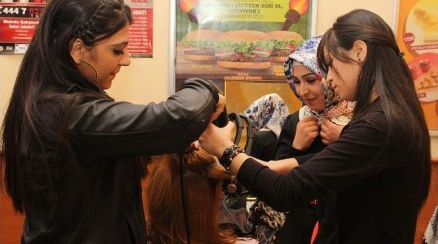 Gamek Kuaf&ouml;rl&uuml;k Kursu &Ouml;ğrencileri &Uuml;cretsiz Sa&ccedil; Bakımı Yaptı