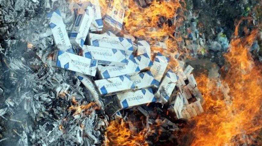 Koyulhisar&rsquo;da 35 Bin Paket Ka&ccedil;ak Sigara İmha Edildi