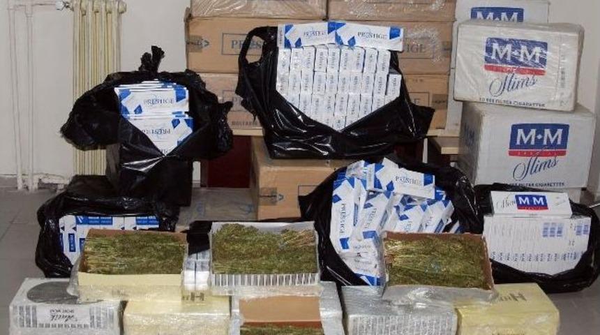Sivas'ta 45 Kilo Esrar İle 15 Bin Paket Ka&ccedil;ak Sigara Ele Ge&ccedil;irildi
