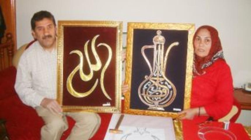 Tel Ve &Ccedil;ivilerle Resim Yapıyor