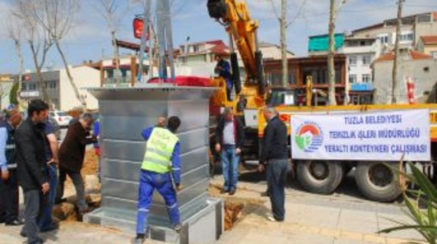 Tuzla&rsquo;da &Ccedil;&ouml;p Konteynerleri Yer Altına Iniyor