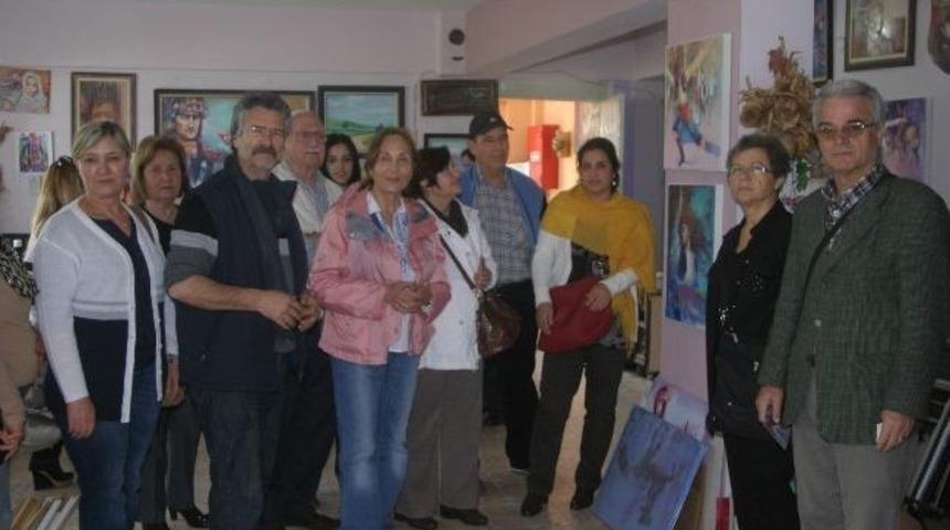 G&uuml;zelbah&ccedil;e Resim G&ouml;n&uuml;ll&uuml;leri, &Ouml;demişli Ressam Kasap'ı Ziyaret Etti