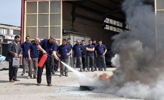 Demir Ustaları Yangın Tatbikatı Yaptı