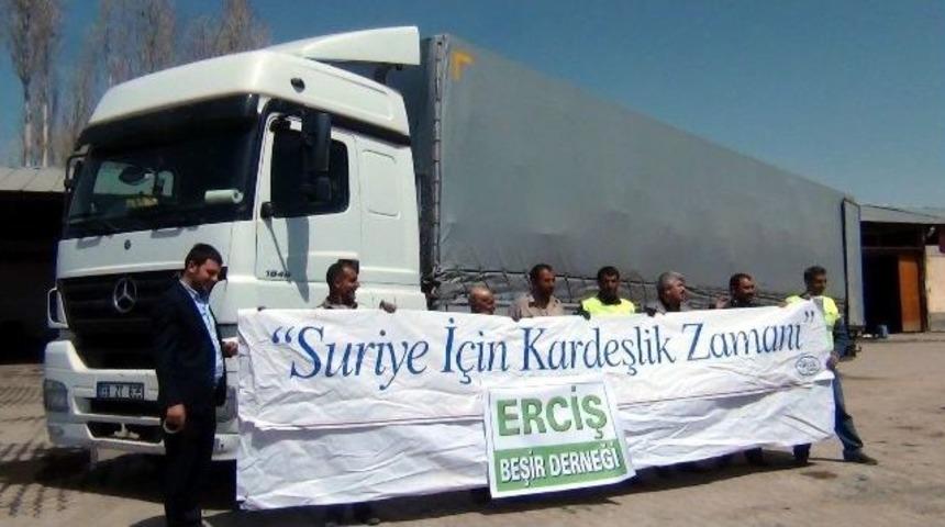 Beşir Derneği Erciş Temsilciliğ&rsquo;nden S&uuml;riye&rsquo;ye Yardım