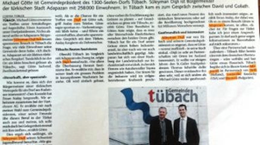 Başkan Dişli’ye İsviçreli Başkan’dan Övgülü Sözler