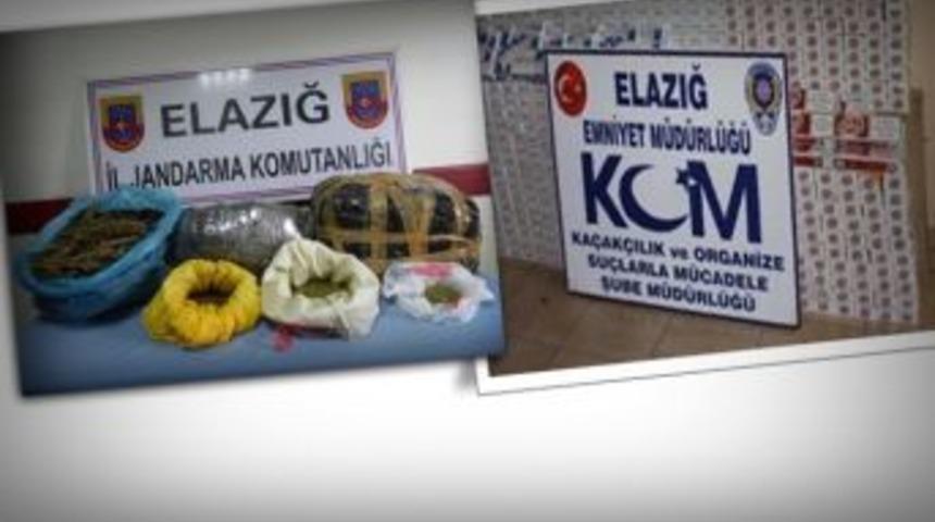 Elazığ'da ka&ccedil;ak sigara ve uyuşturucu operasyonu