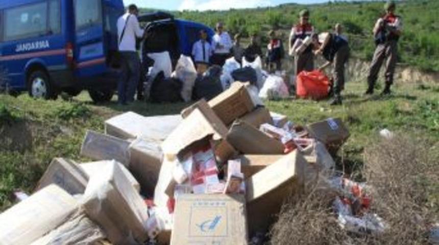 24 Bin Paket Ka&ccedil;ak Sigara Yakılarak İmha Edildi