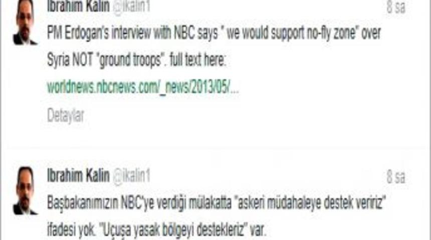 Kalın: Başbakanımızın M&uuml;lakatında 'u&ccedil;uşa Yasak B&ouml;lgeyi Destekleriz' Ifadesi Var