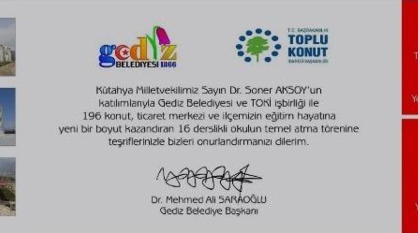Gediz'de &Uuml;&ccedil;&uuml;nc&uuml; Etap Toki Konutlarının Temeli 17 Mayıs Cuma G&uuml;n&uuml; Atılacak