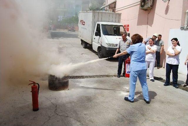 Nazilli Devlet Hastanesi’nde Yangın Söndürme Tatbikatı