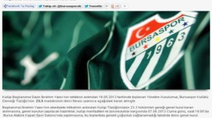 Bursaspor&rsquo;da Olağan&uuml;st&uuml; Genel Kurul Tarihi Belli Oldu