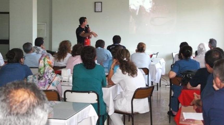 İneg&ouml;l İtfaiyesinden Hastane Personeline Eğitim