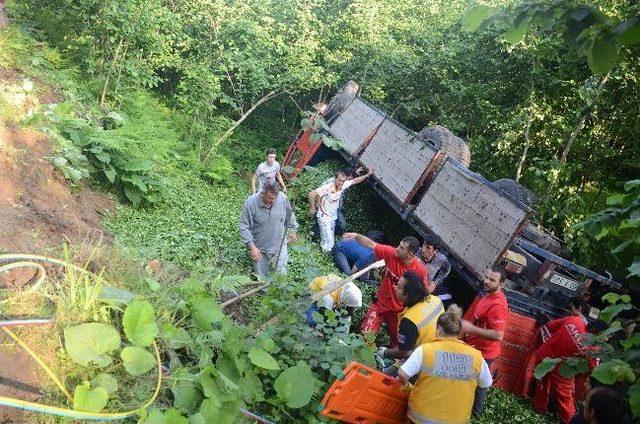 Rize'de çay yüklü kamyon şarampole yuvarlandı: 4 ölü