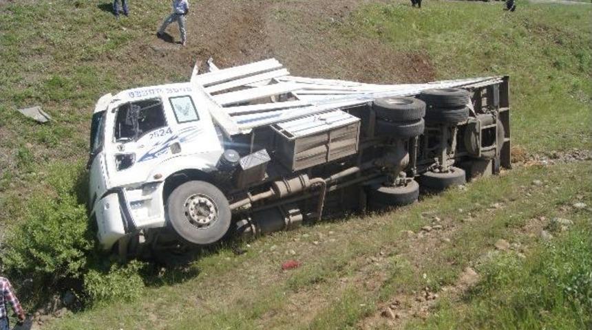 Bing&ouml;l&rsquo;de Hayvan Y&uuml;kl&uuml; Kamyon Devrildi
